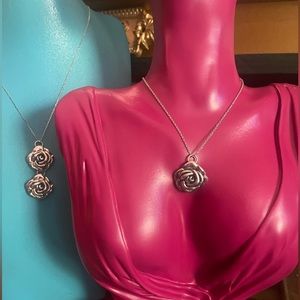 Sterling Silver Electroform Rose Flower pendant